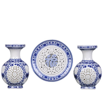 Kompatibel porzellan für Jahrriesnge hollow vase set 3 pcs cna0908 Compatible porzellan Jahrriesnge for hollow vase set 3 pcs cna0908