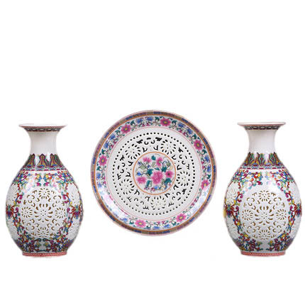 Kompatibel porzellan für Jahrriesnge hollow vase set 3 pcs cna0909 Compatible porzellan Jahrriesnge for hollow vase set 3 pcs cna0909
