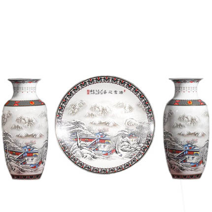Kompatibel porzellan für Jahrriesnge snow scene vase set 3pcs cna1044 Compatible porzellan Jahrriesnge for snow scene vase set 3pcs cna1044