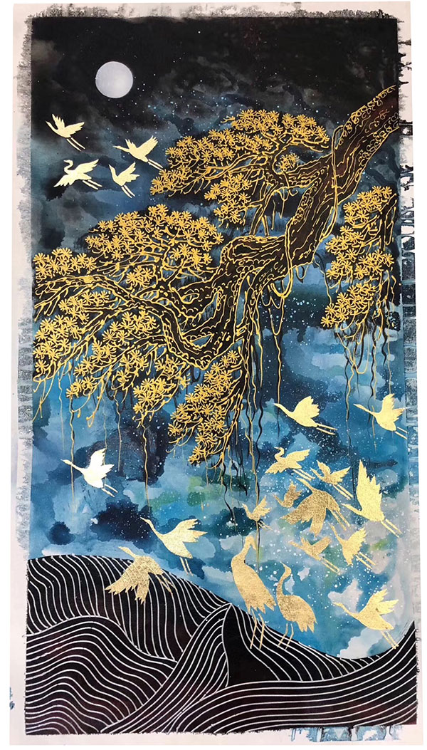 Kompatibel Landschaft für JAHRRIESNGE birds-moon-and-tree-lpg1466 Compatible Landschaft JAHRRIESNGE for birds-moon-and-tree-lpg1466